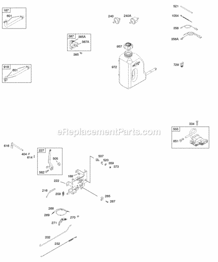 Controls Ignition Diagram and Parts List for 214707-0114-E1  Briggs and Stratton Engine